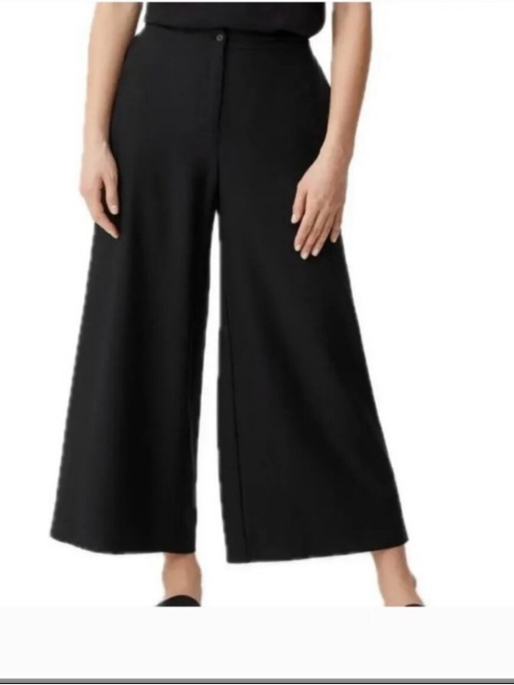 Eileen Fisher Stretch Crepe Wide Leg Crop Pants Black Size 14 - Picture 10 of 10